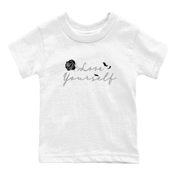 12s Black Wolf Grey shirts to match jordans Love Yourself sneaker match tees Air Jordan 12 Black Wolf Grey match shoes to clothes SNRT Sneaker Tees Youth Baby White 2 tee