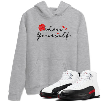 AJ12 Taxi Flip shirts to match jordans Love Yourself sneaker match tees Air Jordan 12 Taxi Flip SNRT Sneaker Tees streetwear brand Heather Grey 1 unisex cotton tee
