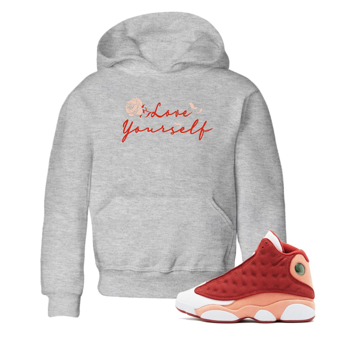 13s Dune Red shirts to match jordans Love Yourself sneaker match tees Air Jordan 13 Dune Red SNRT Sneaker Tees streetwear brand Baby and Youth Heather Grey 1 cotton tee