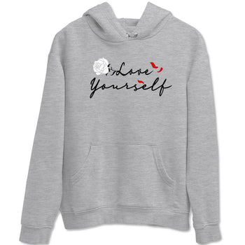 14s Black Toe shirts to match jordans Love Yourself sneaker match tees Air Jordan 14 Black Toe match shoes to clothes SNRT Sneaker Tees unisex cotton Heather Grey 2 shirts