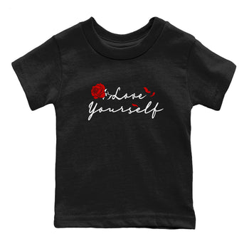 14s Black Toe shirts to match jordans Love Yourself sneaker match tees Air Jordan 14 Black Toe match shoes to clothes SNRT Sneaker Tees Youth Baby Black 2 tee