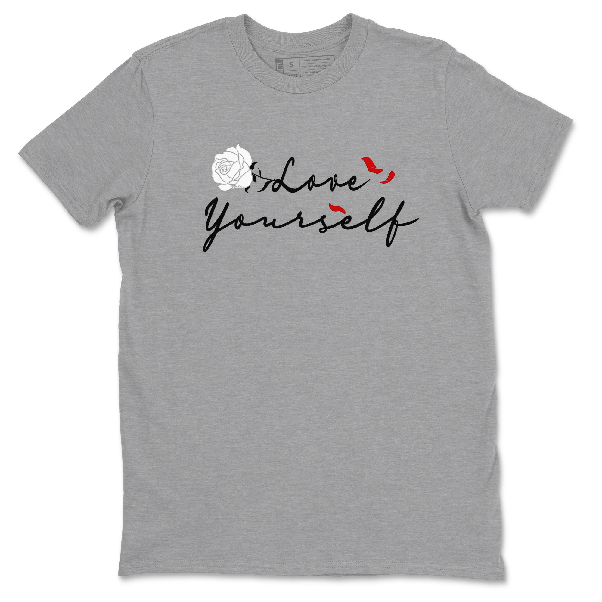 14s Black Toe shirts to match jordans Love Yourself sneaker match tees Air Jordan 14 Black Toe match shoes to clothes SNRT Sneaker Tees unisex cotton Heather Grey 2 shirts