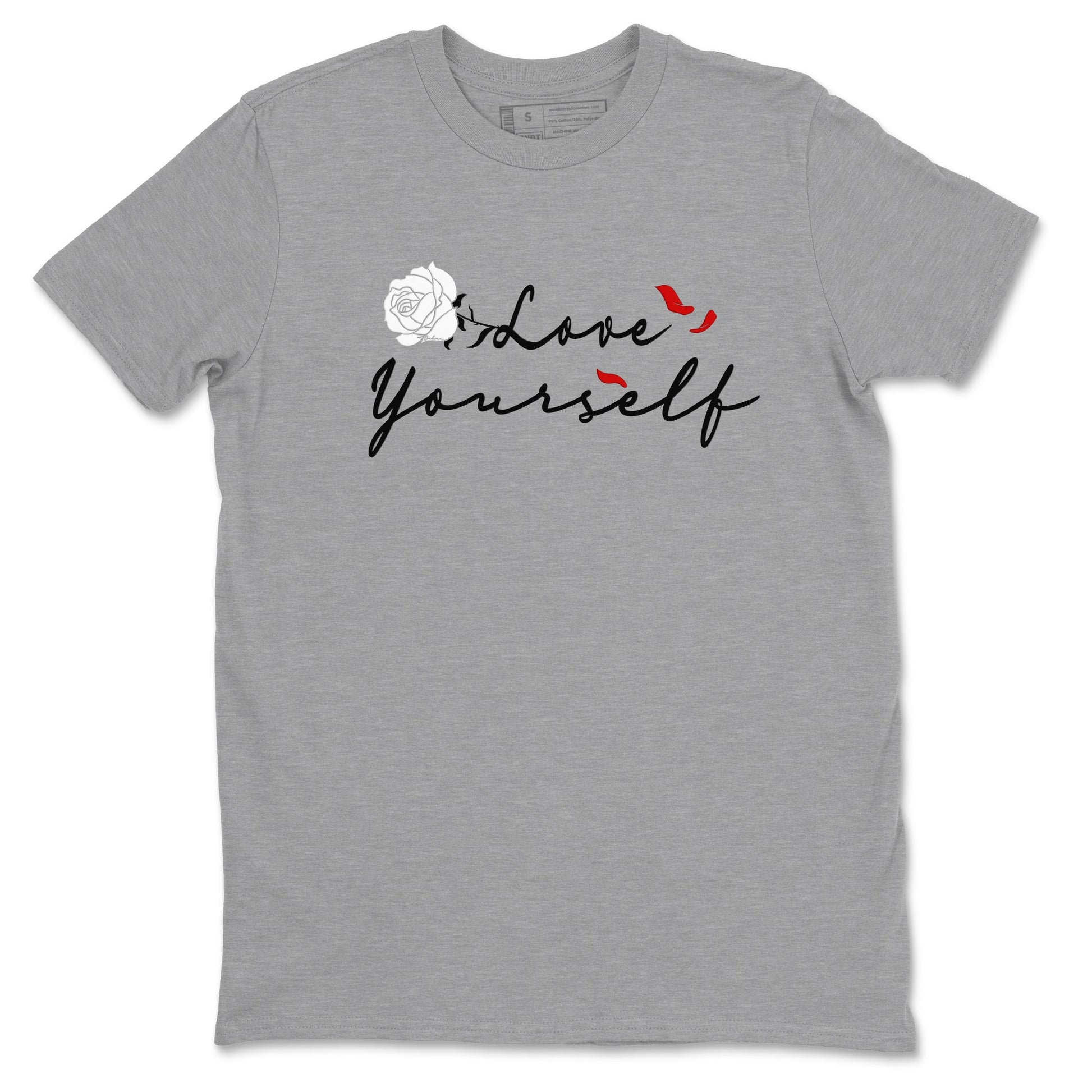14s Black Toe shirts to match jordans Love Yourself sneaker match tees Air Jordan 14 Black Toe match shoes to clothes SNRT Sneaker Tees unisex cotton Heather Grey 2 shirts