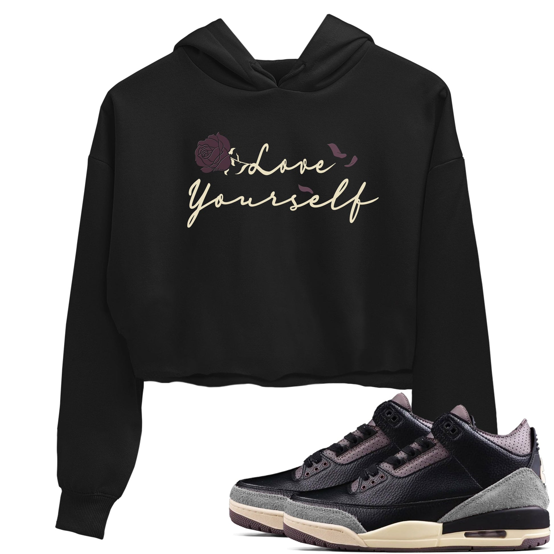 3s A Ma Maniere x Black shirts to match jordans Love Yourself sneaker match tees A Ma Maniere x Air Jordan 3 _hile You Were Sleeping Sneaker Release Tees unisex cotton Black 1 Crop Shirts