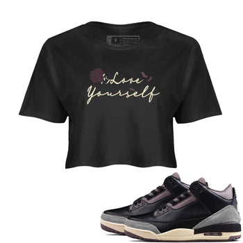 3s A Ma Maniere x Black shirts to match jordans Love Yourself sneaker match tees A Ma Maniere x Air Jordan 3 _hile You Were Sleeping Sneaker Release Tees unisex cotton Black 1 Crop Shirts