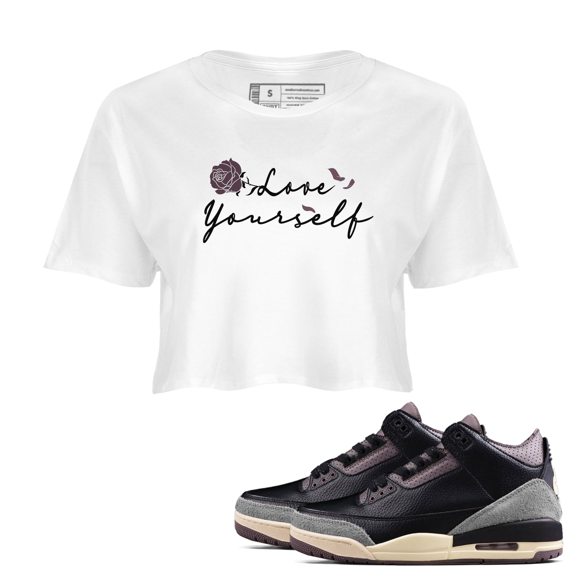 3s A Ma Maniere x Black shirts to match jordans Love Yourself sneaker match tees A Ma Maniere x Air Jordan 3 _hile You Were Sleeping Sneaker Release Tees unisex cotton White 1 Crop Shirts