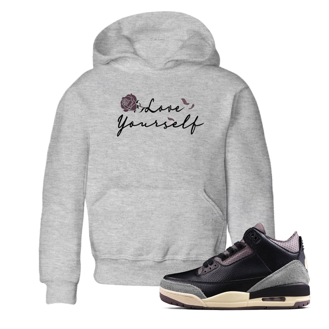 3s A Ma Maniere x Black shirts to match jordans Love Yourself sneaker match tees A Ma Maniere x Air Jordan 3 _hile You Were Sleeping Sneaker Release Tees Youth Baby Heather Grey 1 crew neck shirts