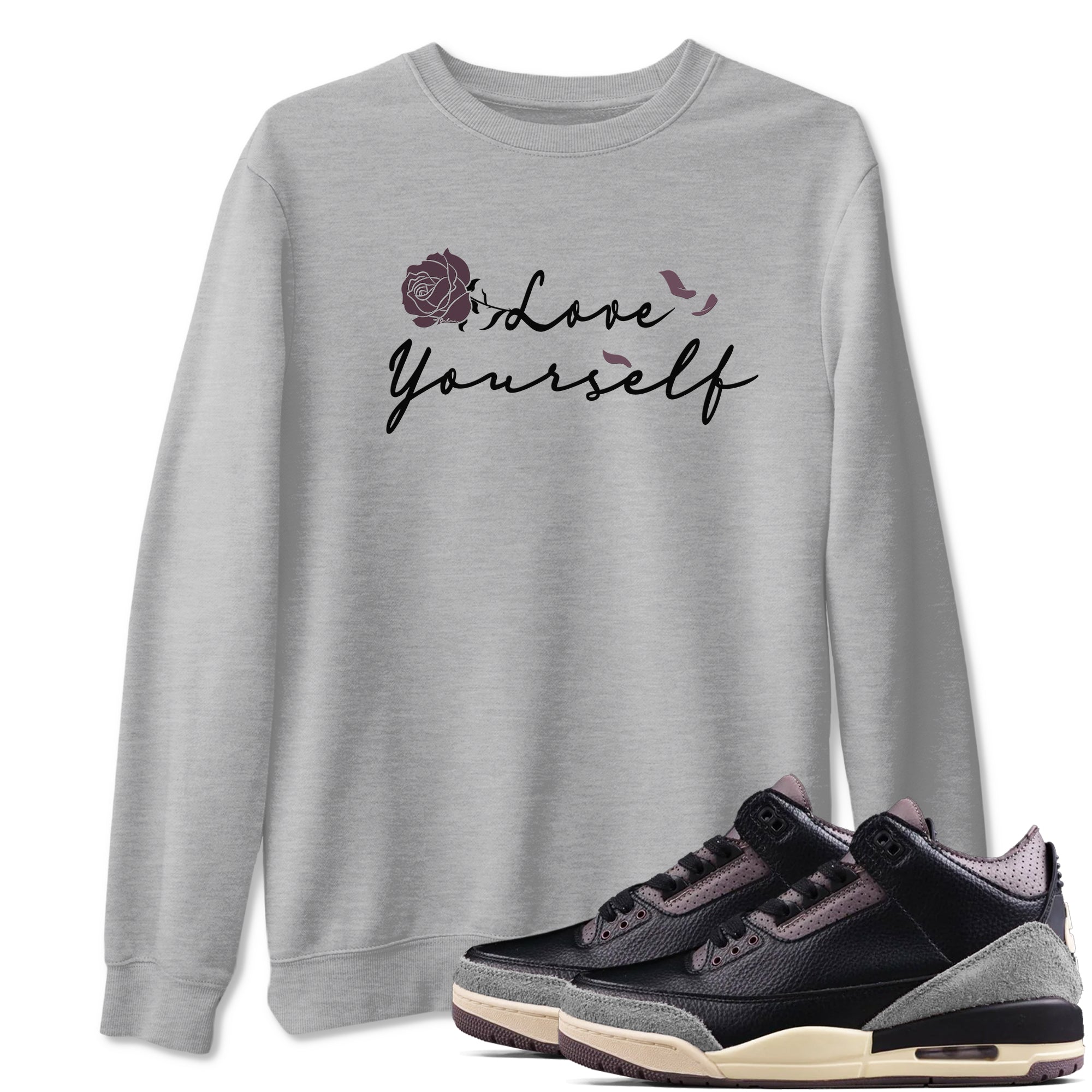 3s A Ma Maniere x Black shirts to match jordans Love Yourself sneaker match tees A Ma Maniere x Air Jordan 3 _hile You Were Sleeping Sneaker Release Tees unisex cotton Heather Grey 1 crew neck shirts