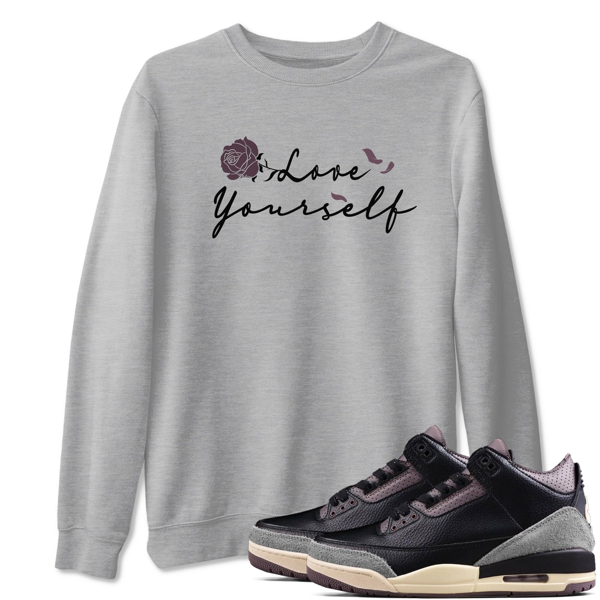 3s A Ma Maniere x Black shirts to match jordans Love Yourself sneaker match tees A Ma Maniere x Air Jordan 3 _hile You Were Sleeping Sneaker Release Tees unisex cotton Heather Grey 1 crew neck shirts
