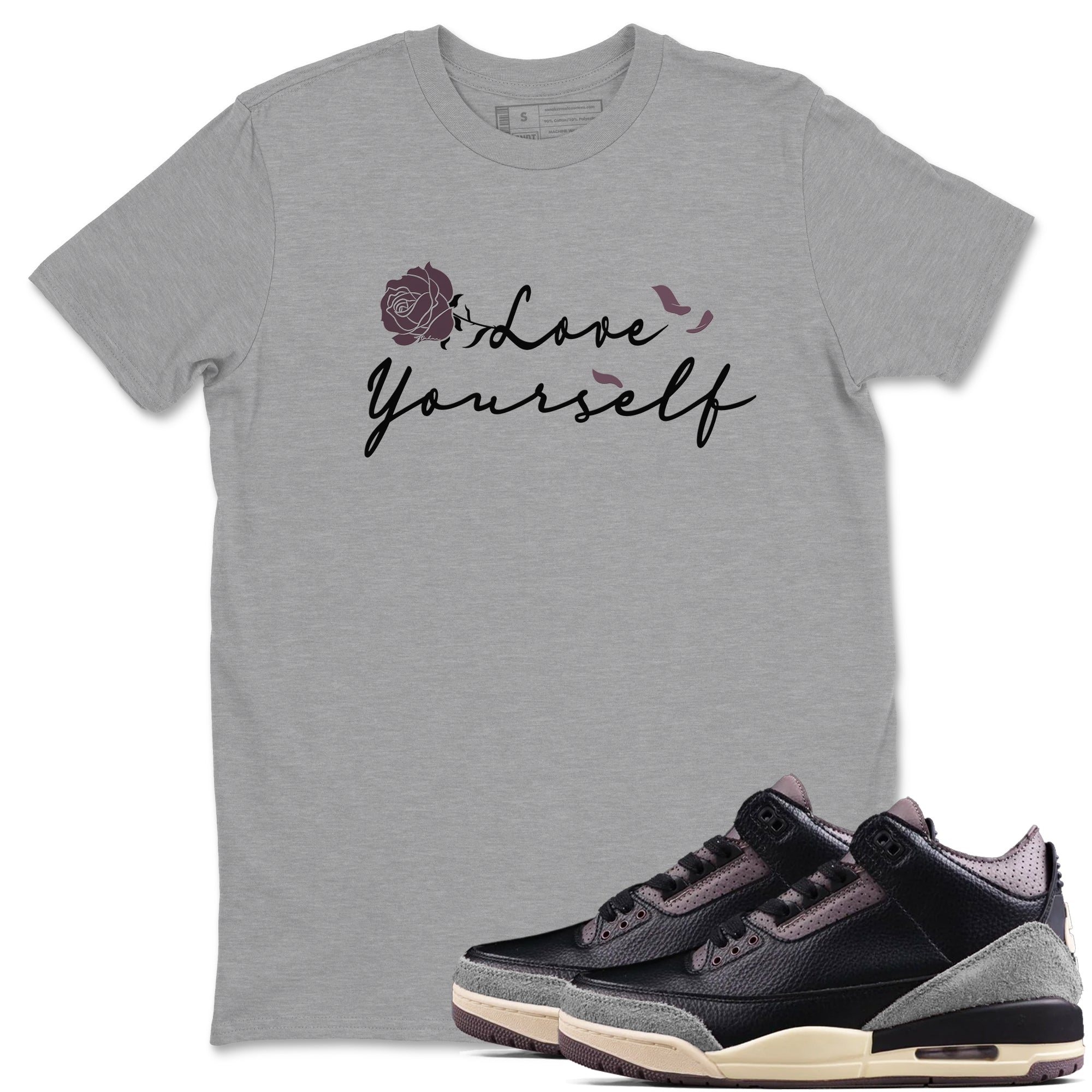 3s A Ma Maniere x Black shirts to match jordans Love Yourself sneaker match tees A Ma Maniere x Air Jordan 3 _hile You Were Sleeping Sneaker Release Tees unisex cotton Heather Grey 1 crew neck shirts