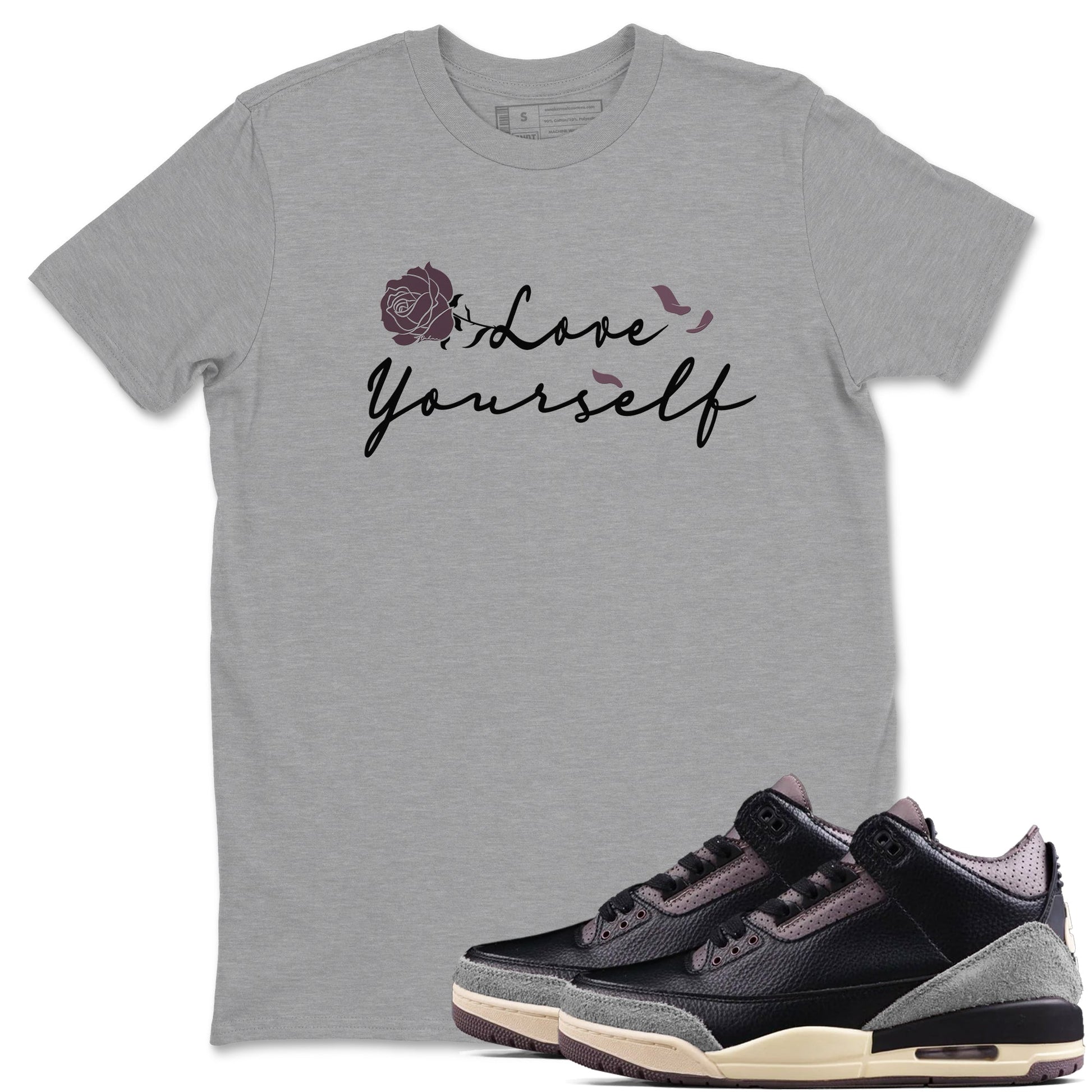 3s A Ma Maniere x Black shirts to match jordans Love Yourself sneaker match tees A Ma Maniere x Air Jordan 3 _hile You Were Sleeping Sneaker Release Tees unisex cotton Heather Grey 1 crew neck shirts