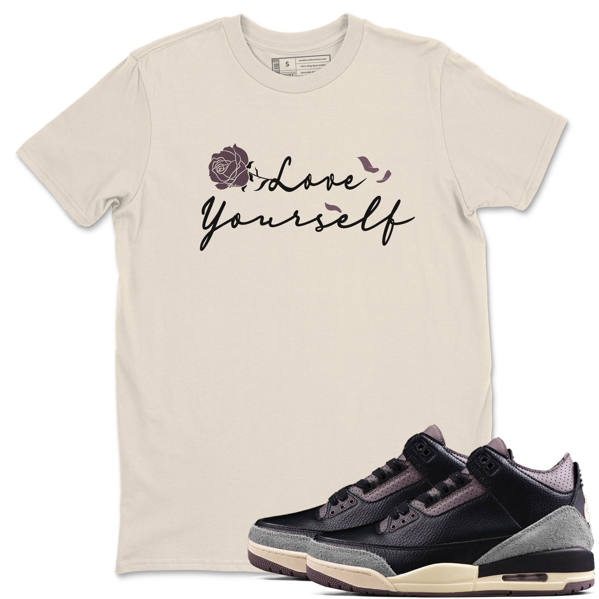 3s A Ma Maniere x Black shirts to match jordans Love Yourself sneaker match tees A Ma Maniere x Air Jordan 3 _hile You Were Sleeping Sneaker Release Tees unisex cotton Natural 1 crew neck shirts