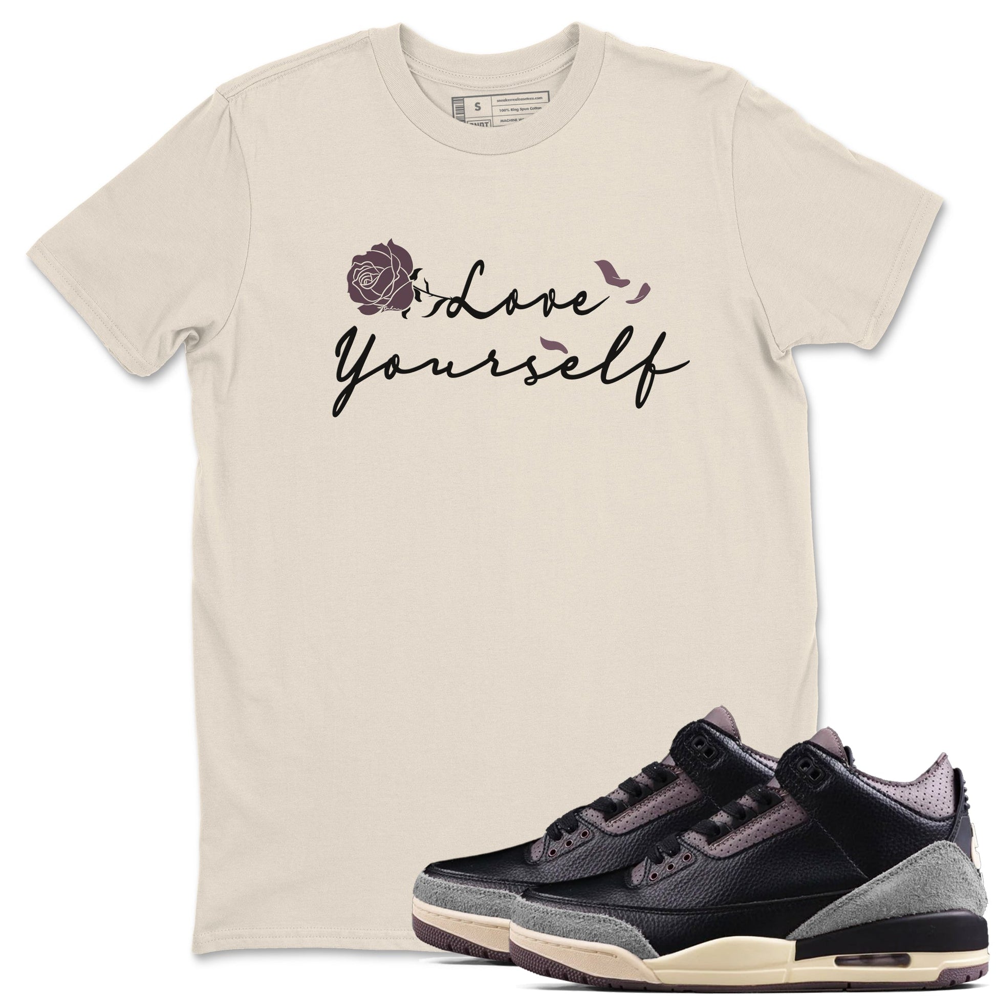 3s A Ma Maniere x Black shirts to match jordans Love Yourself sneaker match tees A Ma Maniere x Air Jordan 3 _hile You Were Sleeping Sneaker Release Tees unisex cotton Natural 1 crew neck shirts