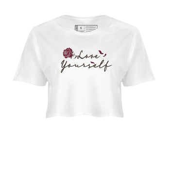3s A Ma Maniere x Burgundy Crush shirts to match jordans Love Yourself sneaker match tees Air Jordan 3 A Ma Maniere x Burgundy Crush SNRT Sneaker Tees streetwear brand White 2 crop tee
