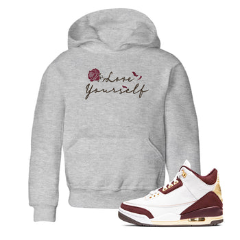 3s A Ma Maniere x Burgundy Crush shirts to match jordans Love Yourself sneaker match tees Air Jordan 3 A Ma Maniere x Burgundy Crush SNRT Sneaker Tees streetwear brand Baby and Youth Heather Grey 1 cotton tee