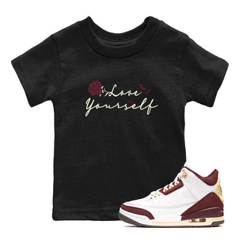 3s A Ma Maniere x Burgundy Crush shirts to match jordans Love Yourself sneaker match tees Air Jordan 3 A Ma Maniere x Burgundy Crush SNRT Sneaker Tees streetwear brand Baby and Youth Black 1 cotton tee