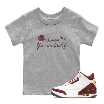 3s A Ma Maniere x Burgundy Crush shirts to match jordans Love Yourself sneaker match tees Air Jordan 3 A Ma Maniere x Burgundy Crush SNRT Sneaker Tees streetwear brand Baby and Youth Heather Grey 1 cotton tee