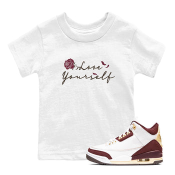 3s A Ma Maniere x Burgundy Crush shirts to match jordans Love Yourself sneaker match tees Air Jordan 3 A Ma Maniere x Burgundy Crush SNRT Sneaker Tees streetwear brand Baby and Youth White 1 cotton tee