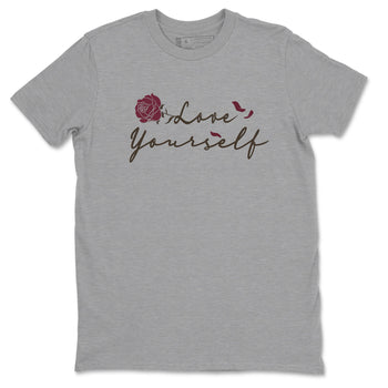 3s A Ma Maniere x Burgundy Crush shirts to match jordans Love Yourself sneaker match tees Air Jordan 3 A Ma Maniere x Burgundy Crush SNRT Sneaker Tees streetwear brand Heather Grey 2 unisex cotton tee