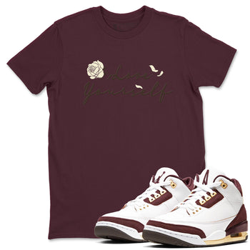 3s A Ma Maniere x Burgundy Crush shirts to match jordans Love Yourself sneaker match tees Air Jordan 3 A Ma Maniere x Burgundy Crush SNRT Sneaker Tees streetwear brand Maroon 1 unisex cotton tee