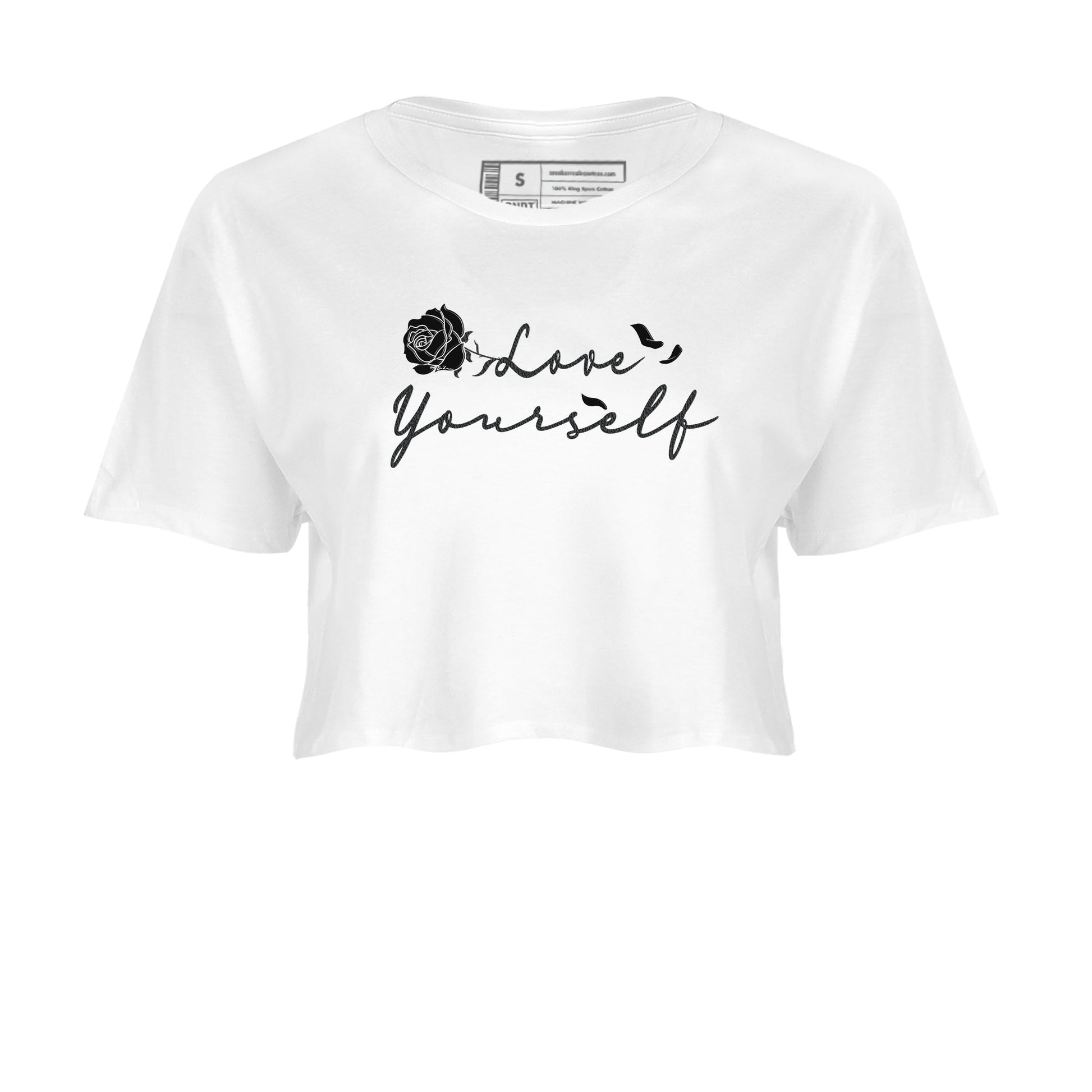 3s Black Cat shirts to match jordans Love Yourself best t shirts to wear with jordans Air Jordan 3 Retro Black Cat match shoes to clothes SNRT Sneaker Tees unisex cotton White 2 crop tee