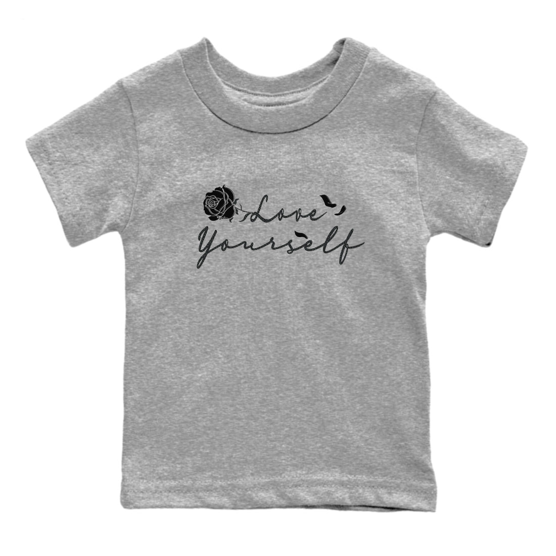 3s Black Cat shirts to match jordans Love Yourself best t shirts to wear with jordans Air Jordan 3 Retro Black Cat match shoes to clothes SNRT Sneaker Tees Youth Baby Heather Grey 2 tee
