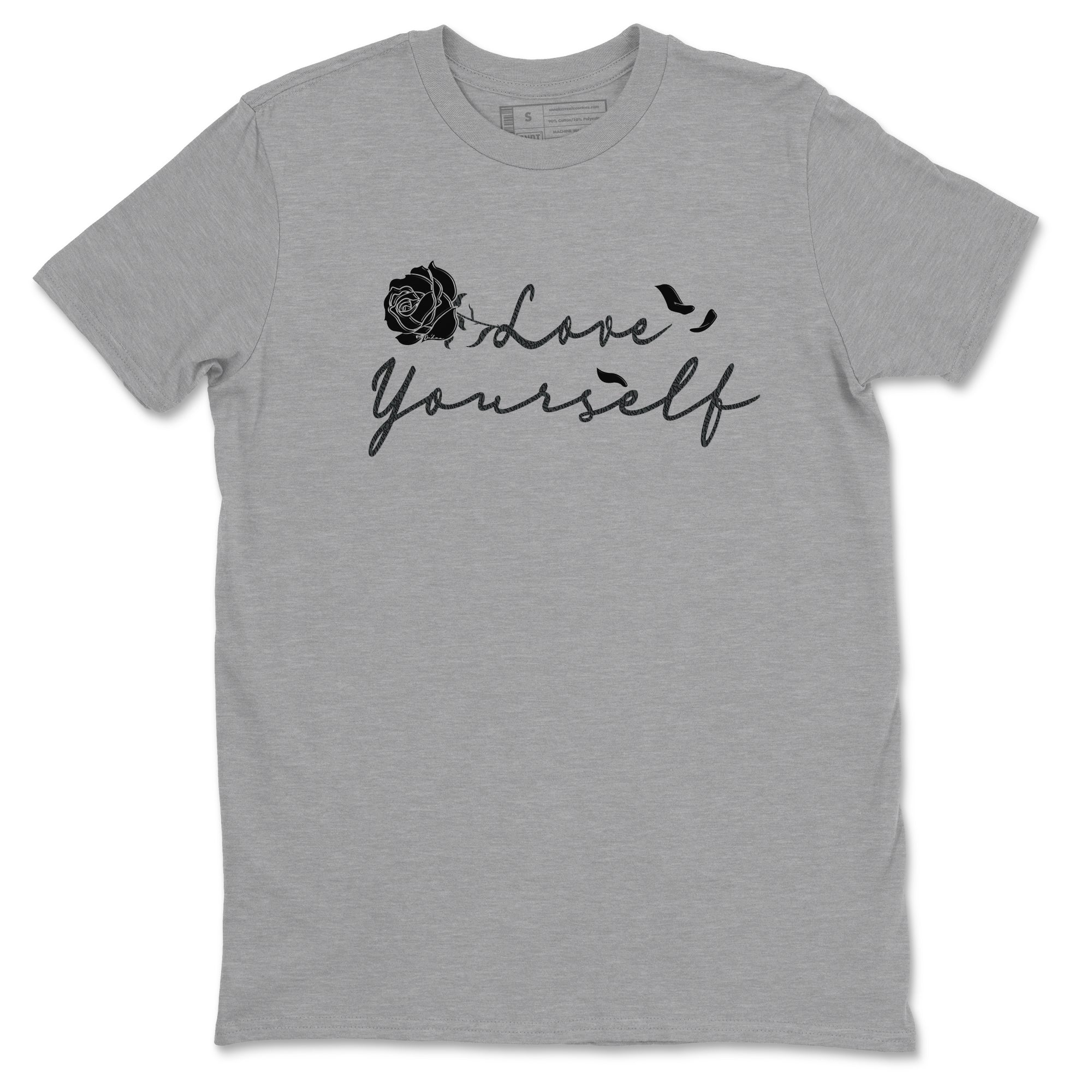 3s Black Cat shirts to match jordans Love Yourself best t shirts to wear with jordans Air Jordan 3 Retro Black Cat match shoes to clothes SNRT Sneaker Tees unisex cotton Heather Grey 2 shirts