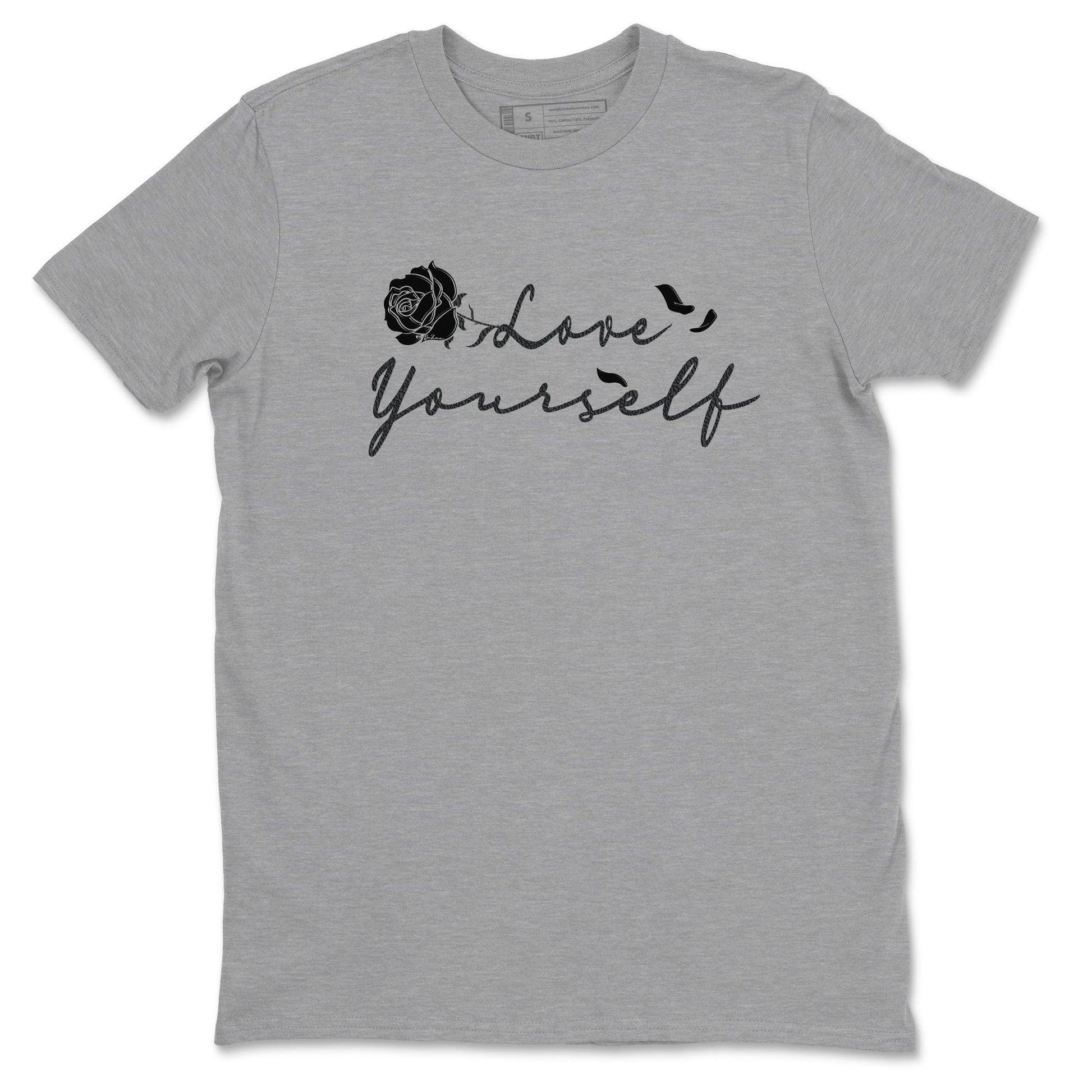 3s Black Cat shirts to match jordans Love Yourself best t shirts to wear with jordans Air Jordan 3 Retro Black Cat match shoes to clothes SNRT Sneaker Tees unisex cotton Heather Grey 2 shirts