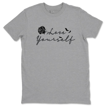 3s Black Cat shirts to match jordans Love Yourself best t shirts to wear with jordans Air Jordan 3 Retro Black Cat match shoes to clothes SNRT Sneaker Tees unisex cotton Heather Grey 2 shirts