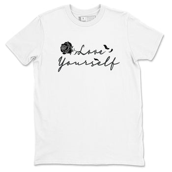 3s Black Cat shirts to match jordans Love Yourself best t shirts to wear with jordans Air Jordan 3 Retro Black Cat match shoes to clothes SNRT Sneaker Tees unisex cotton White 2 shirts