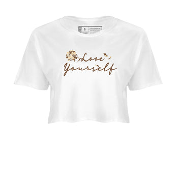 3s Desert Camo shirts to match jordans Love Yourself sneaker match tees Air Jordan 3 Desert Camo SNRT Sneaker Tees streetwear brand White 2 crop tee
