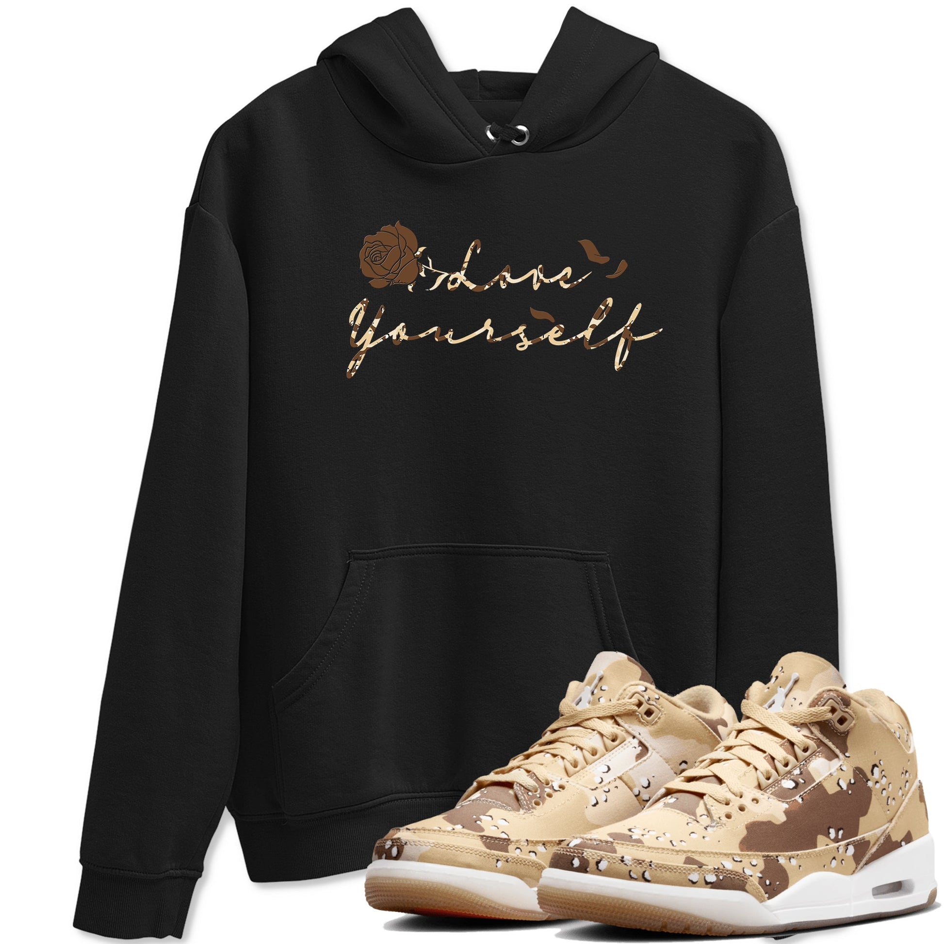 3s Desert Camo shirts to match jordans Love Yourself sneaker match tees Air Jordan 3 Desert Camo SNRT Sneaker Tees streetwear brand Black 1 unisex cotton tee
