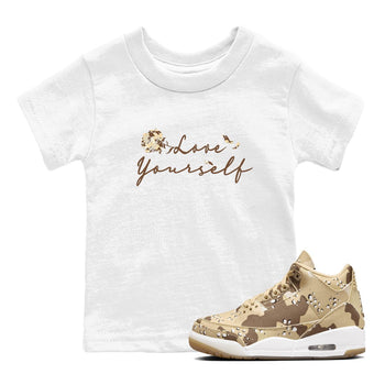 3s Desert Camo shirts to match jordans Love Yourself sneaker match tees Air Jordan 3 Desert Camo SNRT Sneaker Tees streetwear brand Baby and Youth White 1 cotton tee