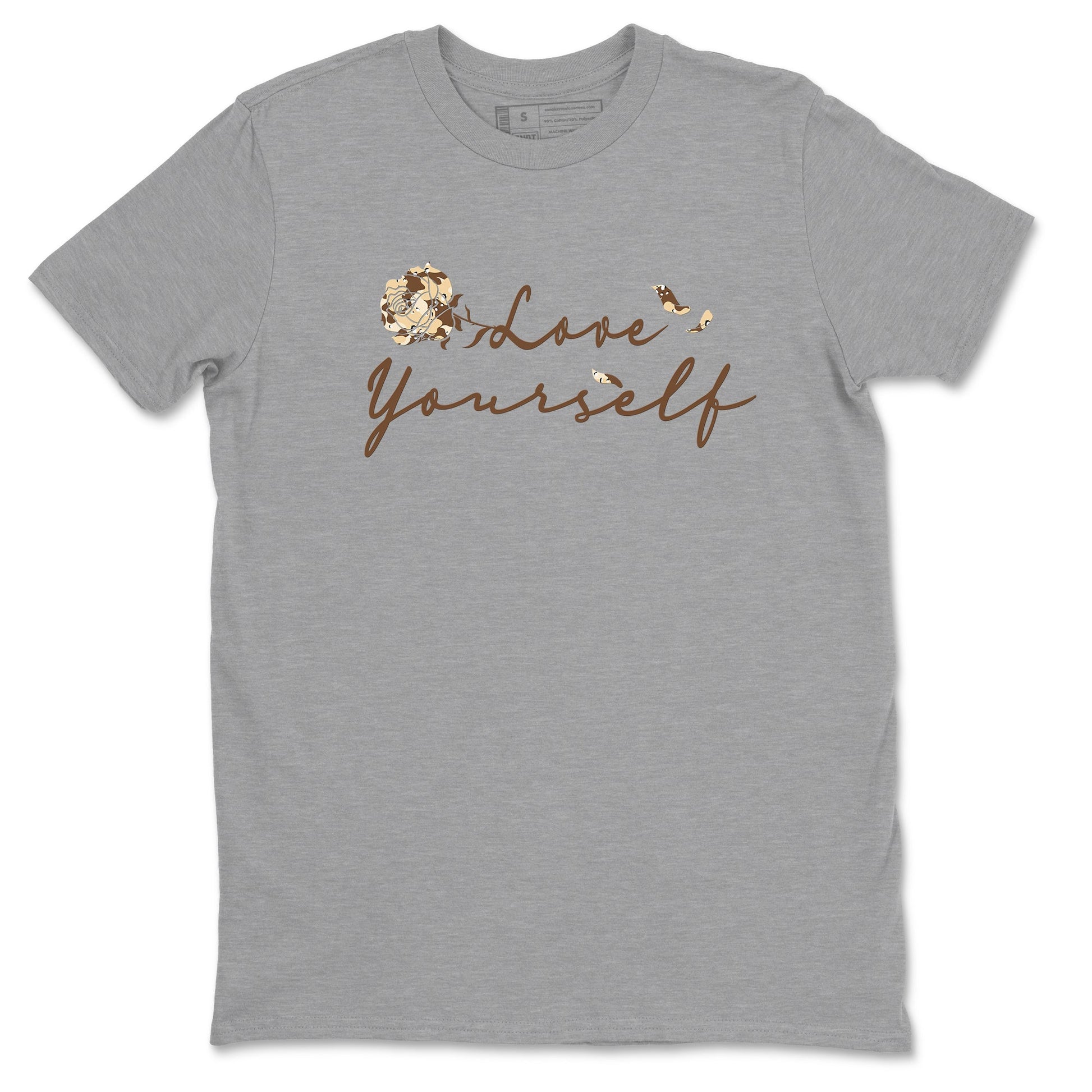3s Desert Camo shirts to match jordans Love Yourself sneaker match tees Air Jordan 3 Desert Camo SNRT Sneaker Tees streetwear brand Heather Grey 2 unisex cotton tee