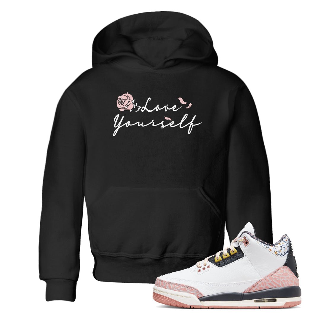 3s Vintage Floral shirt to match jordans Love Yourself sneaker tees Air Jordan 3 GS Vintage Floral SNRT Sneaker Tees baby toddler Black 1 cotton Shirt