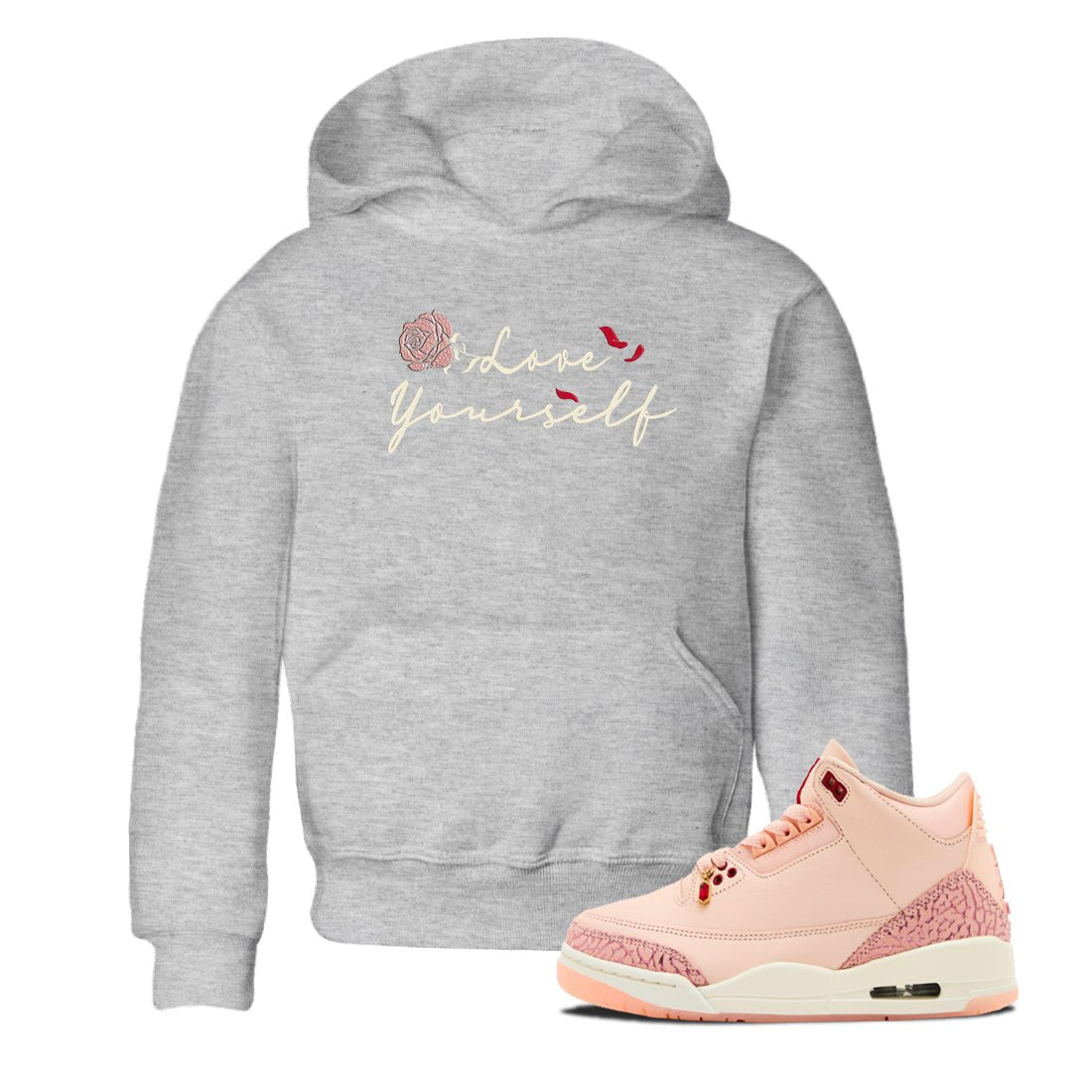 Air Jordan 3 Valentine's Day shirts to match jordans Love Yourself graphic tee Valentines Day best t-shirts to wear with jordans SNRT Sneaker Tees Youth Baby Heather Grey 1 tee