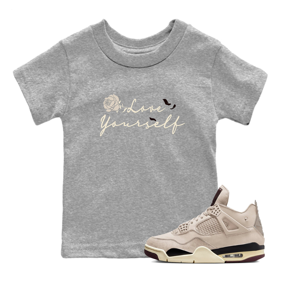 4s A Ma Maniere x "While You Were Sleeping" shirts to match jordans Love Yourself sneaker match tees Air Jordan 4 A Ma Maniere x W.Y.W.S match shoes to clothes SNRT Sneaker Tees Youth Baby Heather Grey 1 tee
