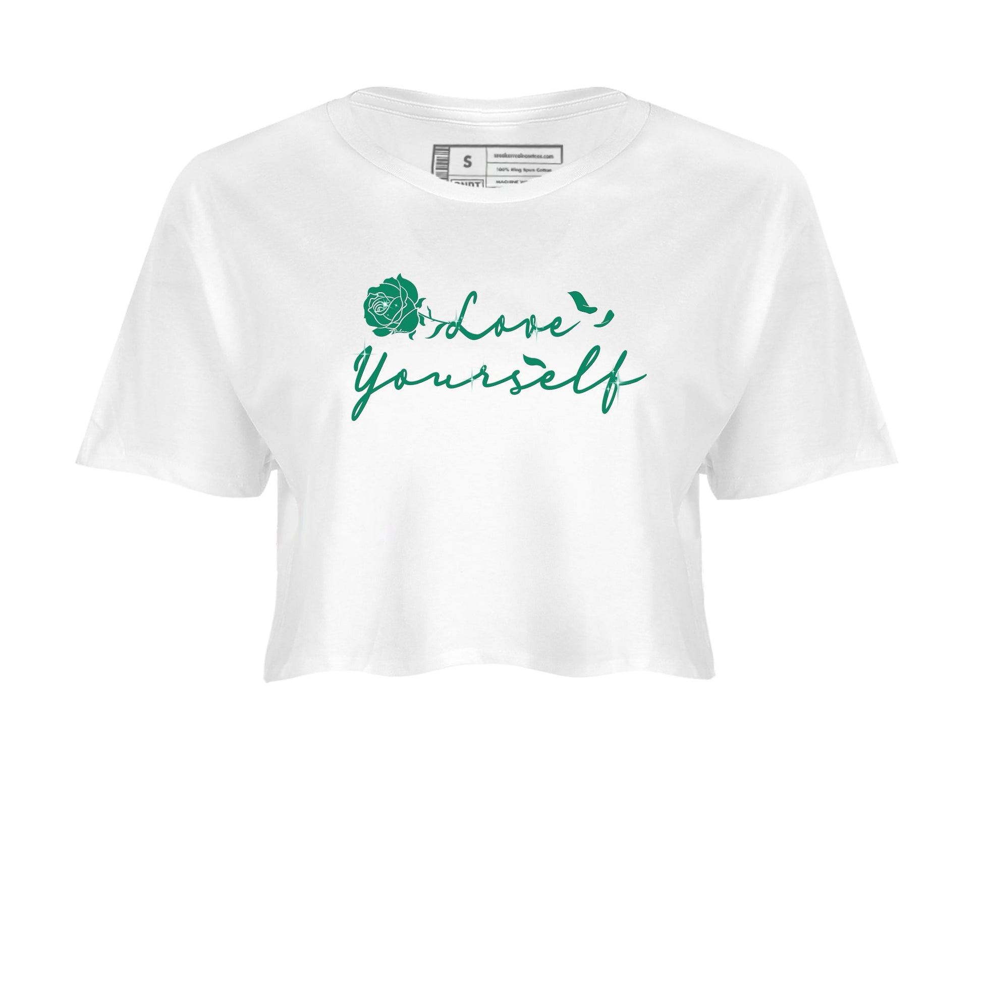 4s Oxidized Green shirts to match jordans Love Yourself sneaker match tees Air Jordan 4 Oxidized Green SNRT Sneaker Tees streetwear brand White 2 crop tee