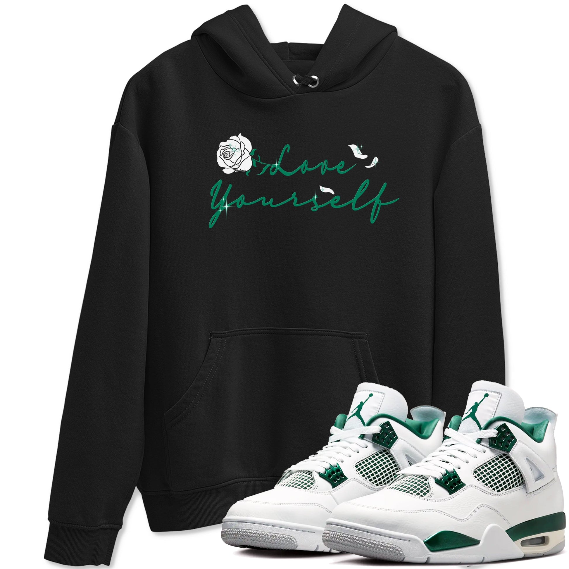 4s Oxidized Green shirts to match jordans Love Yourself sneaker match tees Air Jordan 4 Oxidized Green SNRT Sneaker Tees streetwear brand Black 1 unisex cotton tee