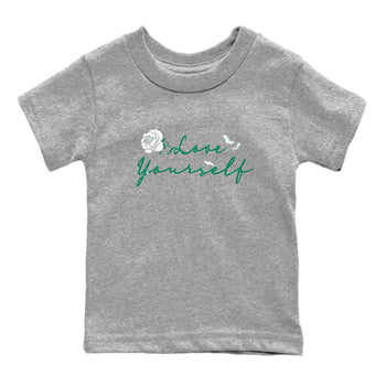 4s Oxidized Green shirts to match jordans Love Yourself sneaker match tees Air Jordan 4 Oxidized Green SNRT Sneaker Tees streetwear brand Baby and Youth Heather Grey 2 cotton tee