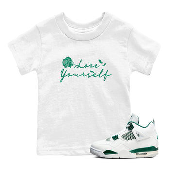 4s Oxidized Green shirts to match jordans Love Yourself sneaker match tees Air Jordan 4 Oxidized Green SNRT Sneaker Tees streetwear brand Baby and Youth White 1 cotton tee