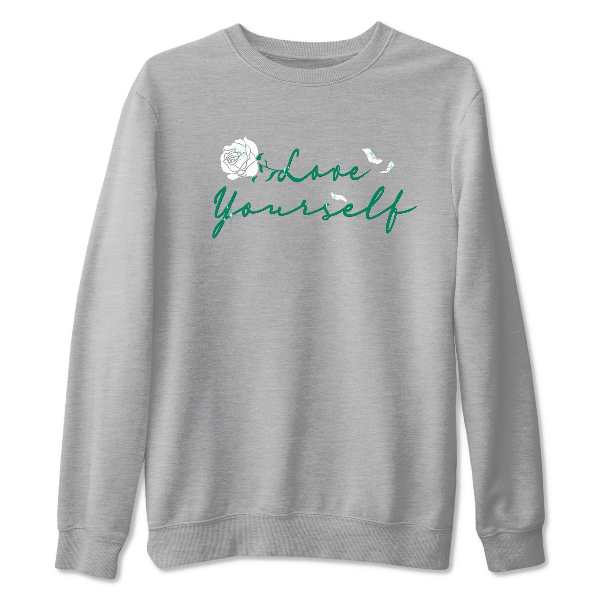 4s Oxidized Green shirts to match jordans Love Yourself sneaker match tees Air Jordan 4 Oxidized Green SNRT Sneaker Tees streetwear brand Heather Grey 2 unisex cotton tee