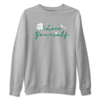4s Oxidized Green shirts to match jordans Love Yourself sneaker match tees Air Jordan 4 Oxidized Green SNRT Sneaker Tees streetwear brand Heather Grey 2 unisex cotton tee