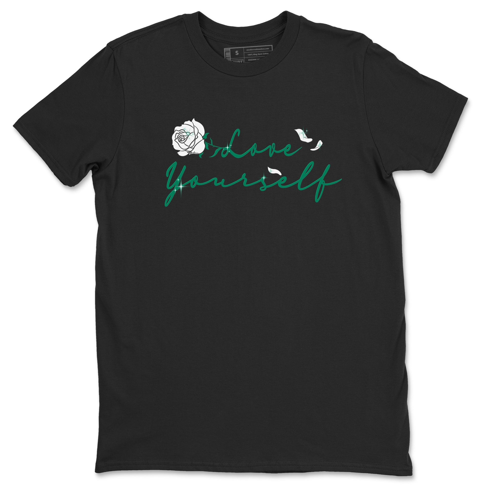 4s Oxidized Green shirts to match jordans Love Yourself sneaker match tees Air Jordan 4 Oxidized Green SNRT Sneaker Tees streetwear brand Black 2 unisex cotton tee