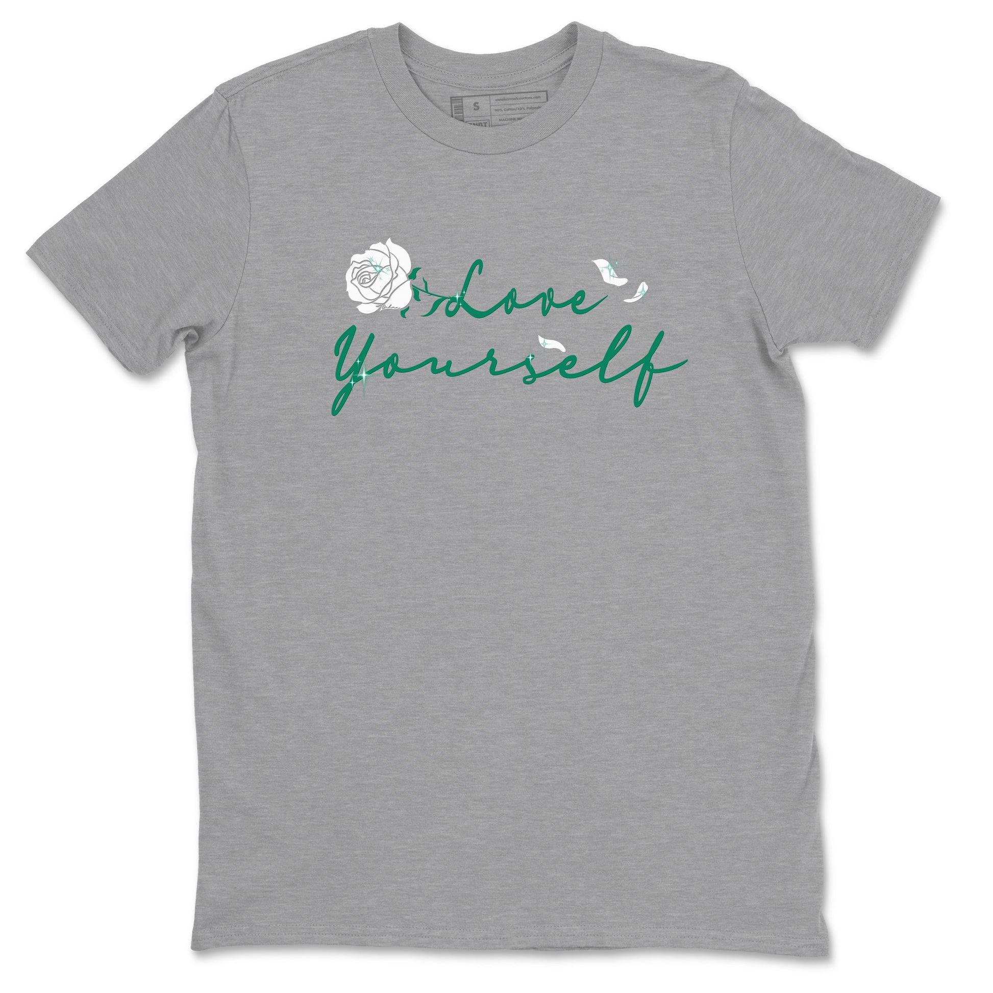 4s Oxidized Green shirts to match jordans Love Yourself sneaker match tees Air Jordan 4 Oxidized Green SNRT Sneaker Tees streetwear brand Heather Grey 2 unisex cotton tee