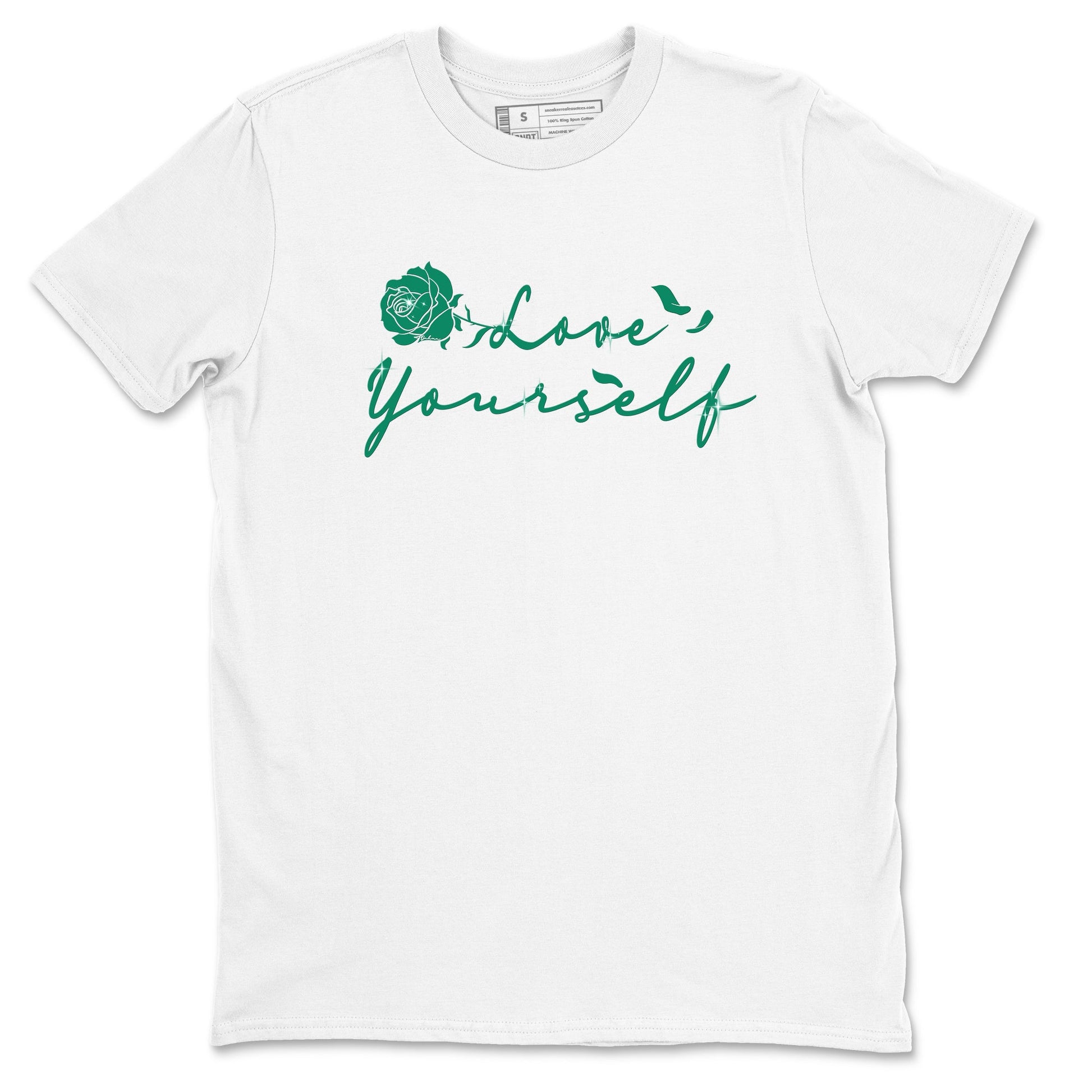 4s Oxidized Green shirts to match jordans Love Yourself sneaker match tees Air Jordan 4 Oxidized Green SNRT Sneaker Tees streetwear brand White 2 unisex cotton tee
