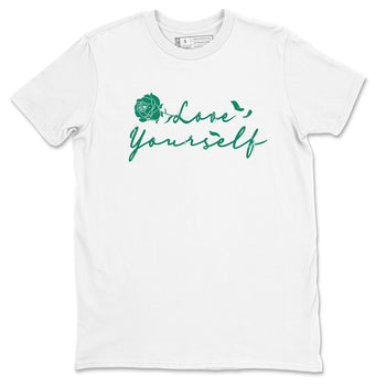 4s Oxidized Green shirts to match jordans Love Yourself sneaker match tees Air Jordan 4 Oxidized Green SNRT Sneaker Tees streetwear brand White 2 unisex cotton tee