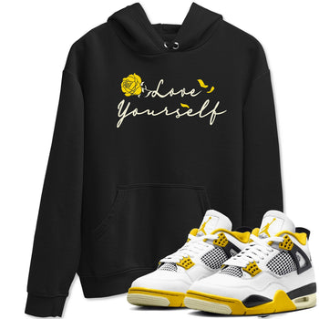 4s Vivid Sulfur shirt to match jordans Love Yourself sneaker tees Air Jordan 4 Vivid Sulfur SNRT Sneaker Release Tees unisex cotton Black 1 crew neck shirt