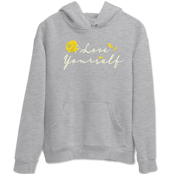 4s Vivid Sulfur shirt to match jordans Love Yourself sneaker tees Air Jordan 4 Vivid Sulfur SNRT Sneaker Release Tees unisex cotton Heather Grey 2 crew neck shirt