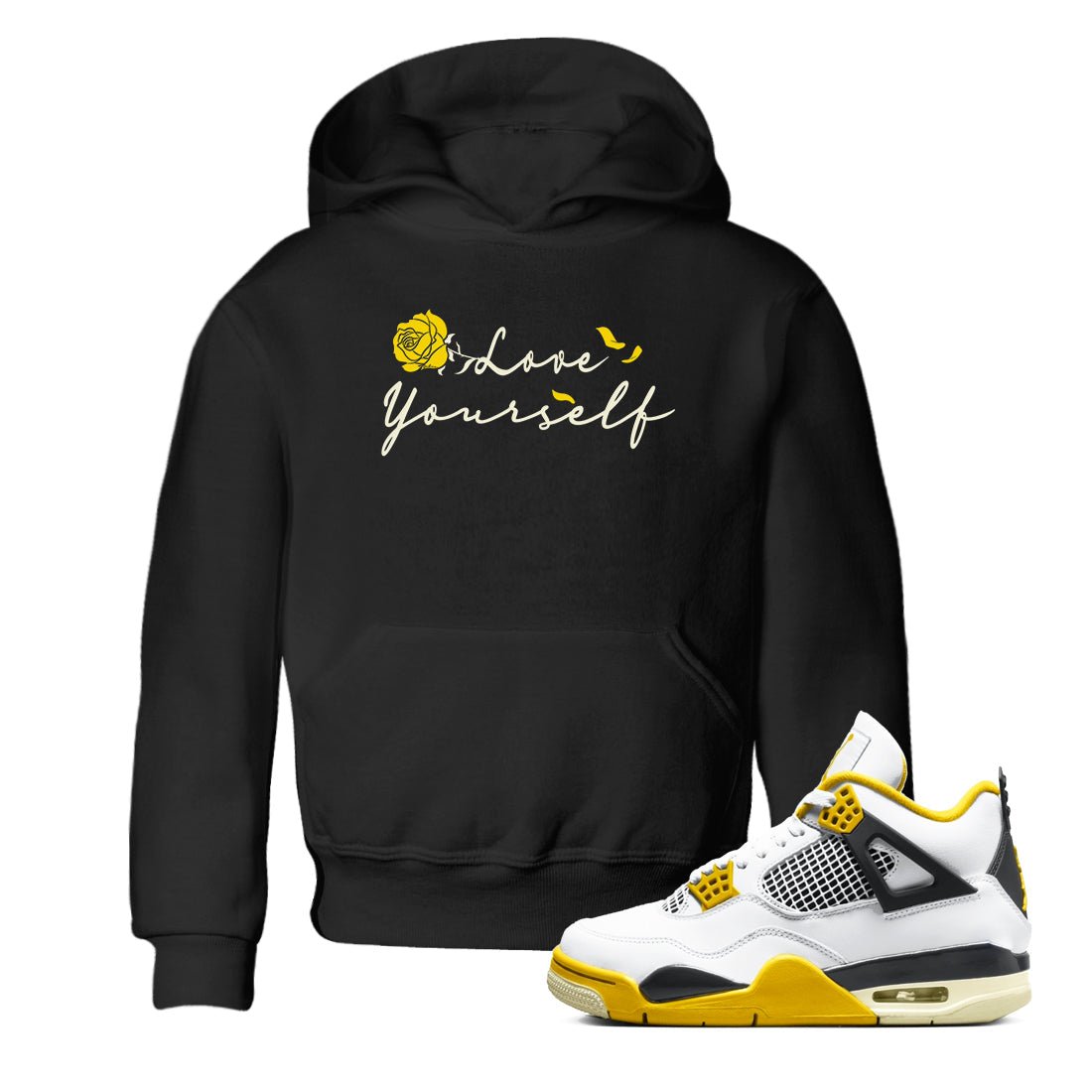 4s Vivid Sulfur shirt to match jordans Love Yourself sneaker tees Air Jordan 4 Vivid Sulfur SNRT sneaker release tees baby toddler Black 1 cotton Shirt